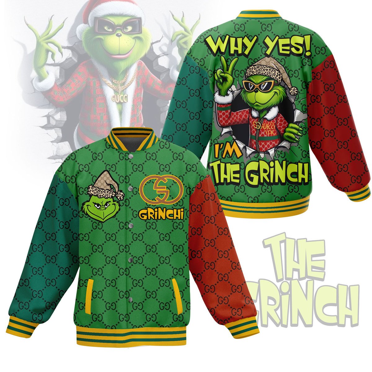 The Grinch Cartoon Style Baseball Jacket For Fans