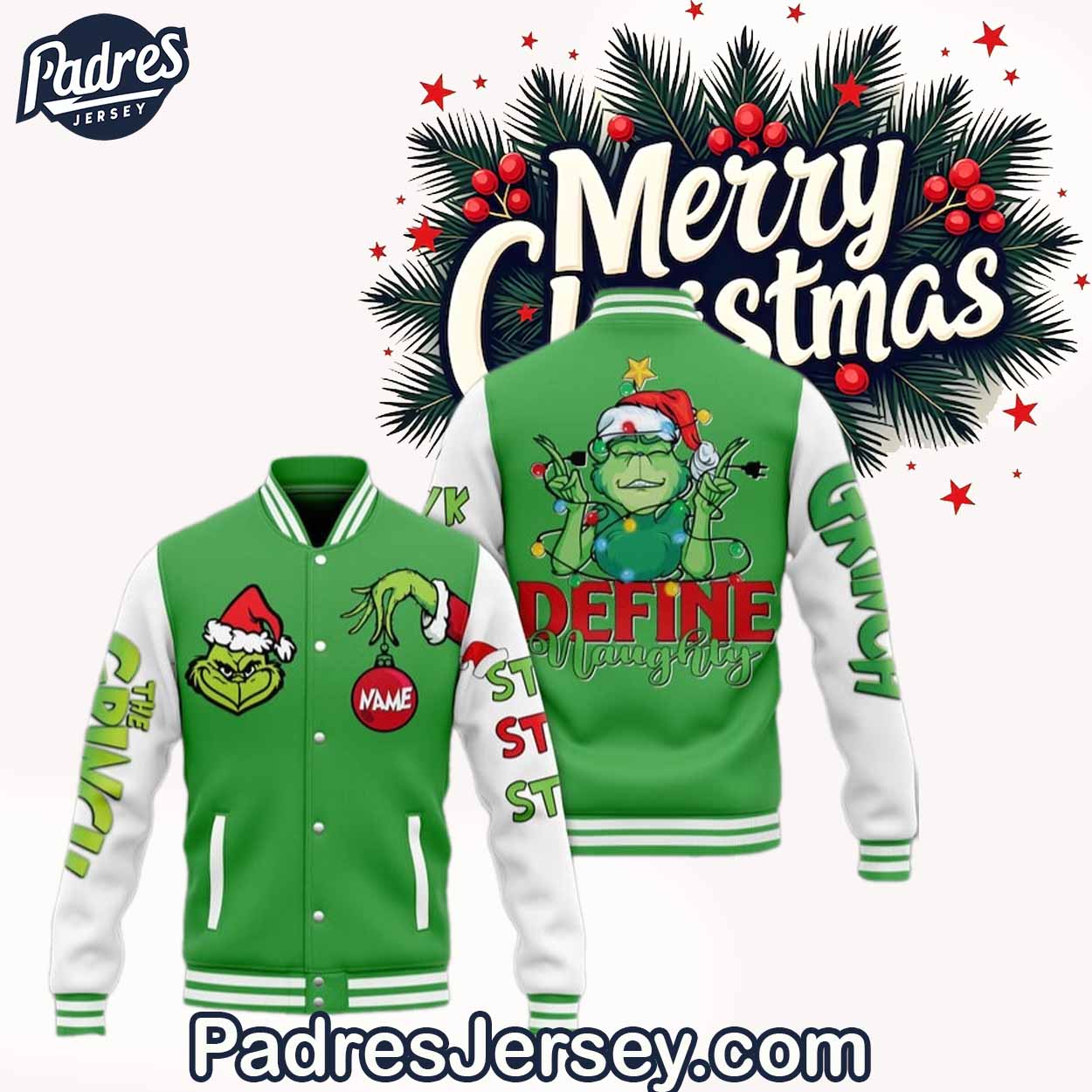 The Grinch Cartoon Style Baseball Jacket For Fans