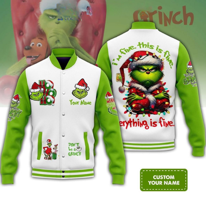 The Grinch Cartoon Style Baseball Jacket For Fans