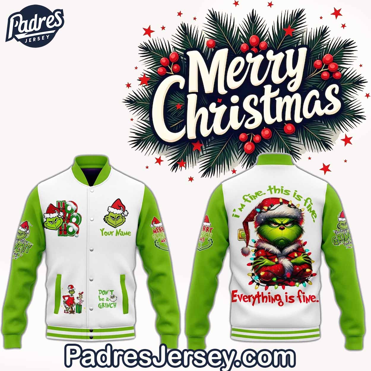 The Grinch x Christmas Christmas Style Baseball Jacket For Fans