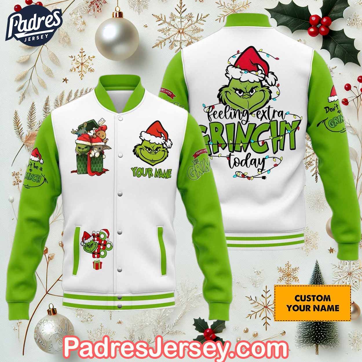The Grinch x Christmas Christmas Style Baseball Jacket For Fans