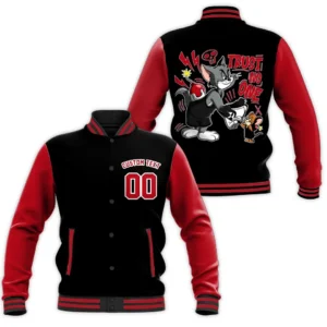Tom & Jerry Cartoon Style Baseball Jacket For Fans