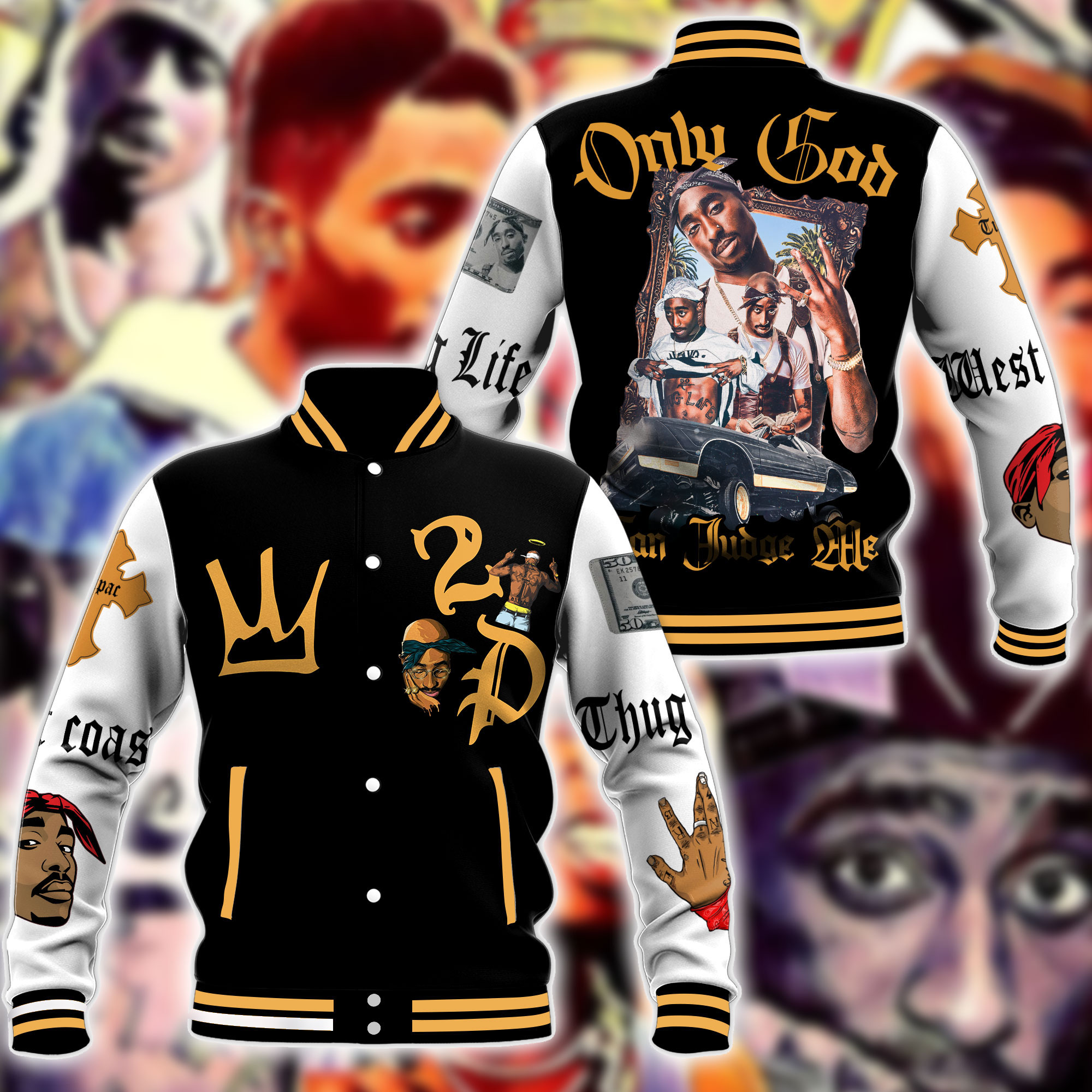 Tupac Shakur Music Style Baseball Jacket For Fans