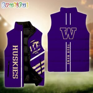 Washington Huskies NCAA Style Sleeveless Puffer Jacket For Fans