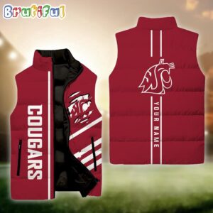 Washington State Cougars NCAA Style Sleeveless Puffer Jacket For Fans