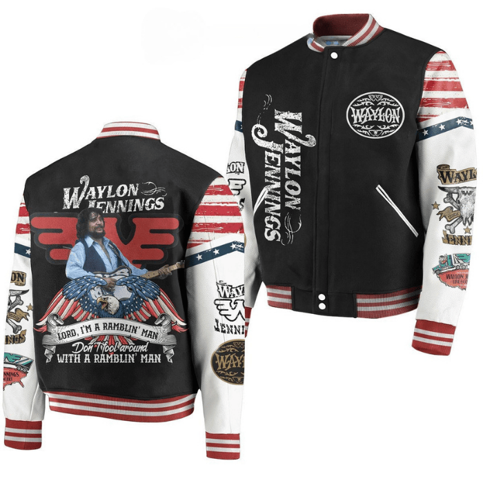 Waylon Jennings Music Style Baseball Jacket For Fans