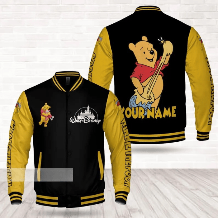 Winnie the Pooh Cartoon Style Baseball Jacket For Fans