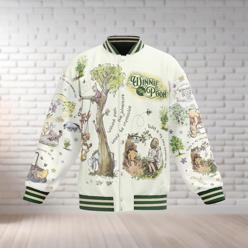 Winnie the Pooh Cartoon Style Baseball Jacket For Fans